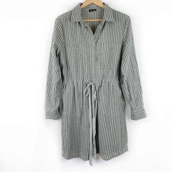 Mittoshop Tiered Button Down Long Sleeve Midi Dress